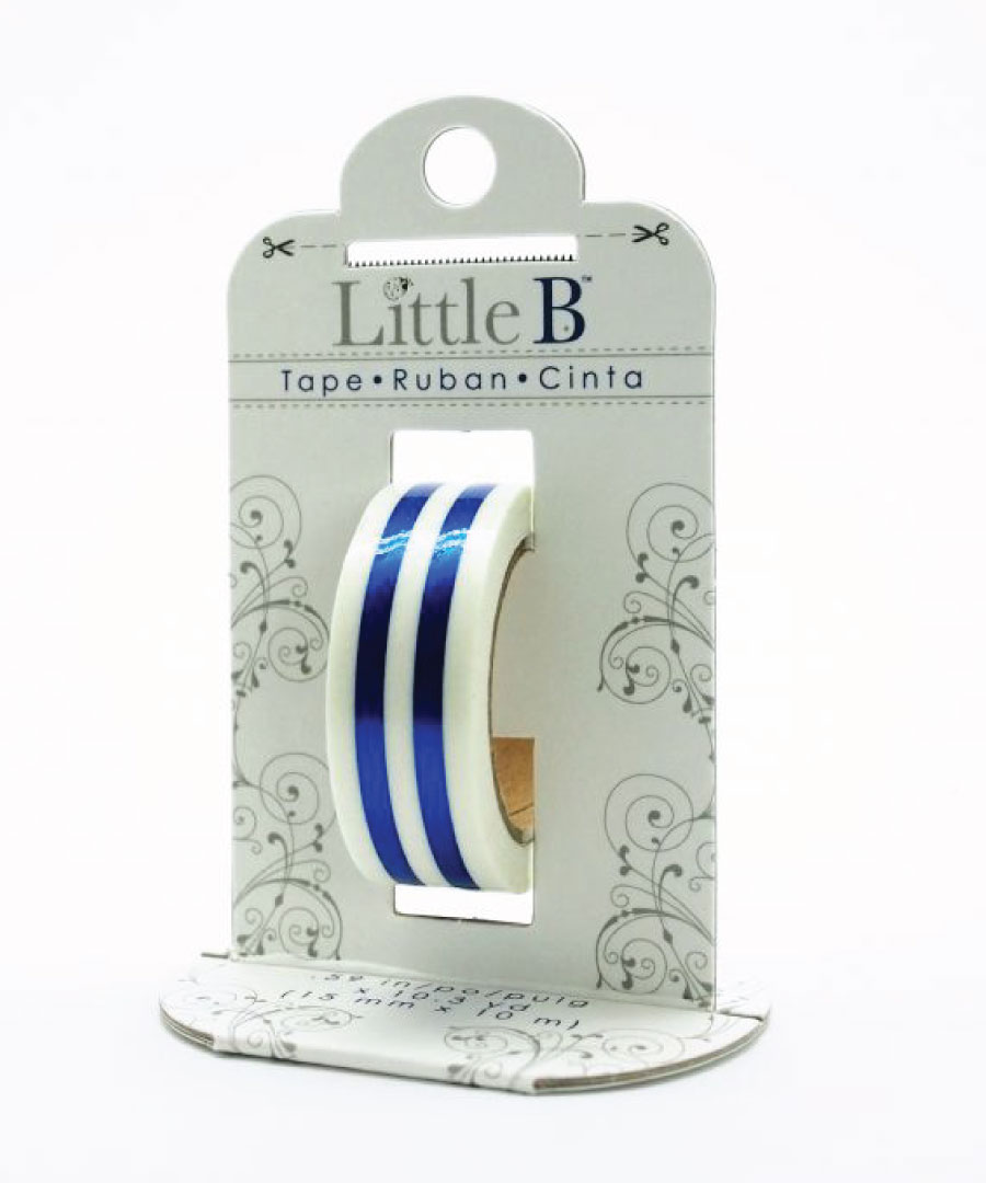 Little B Washi Tape – Blue Foil Mono Stripe – Suzy Stick It