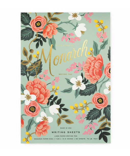 Rifle Paper - Everday Notepad Tear Off Writing Sheets - Mint Birch Monarch